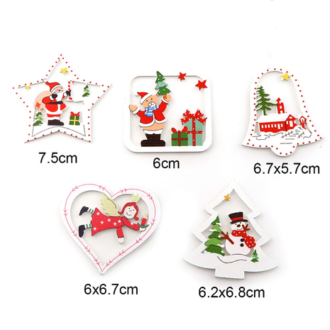 Pendentifs de Noël en bois Sapin de Noël blanc (10 pcs)