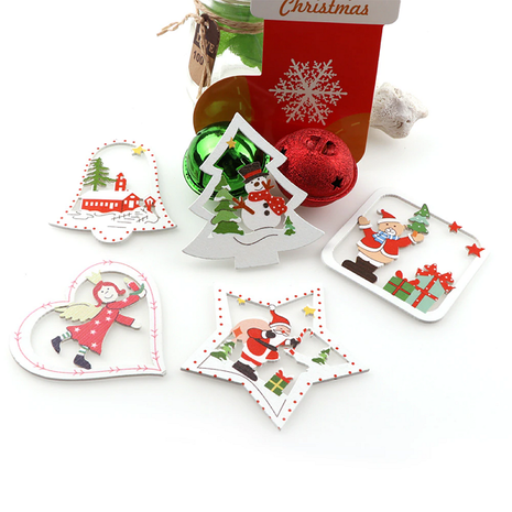 Pendentifs de Noël en bois Sapin de Noël blanc (10 pcs)