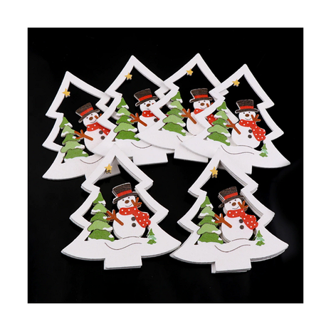 Pendentifs de Noël en bois Sapin de Noël blanc (10 pcs)