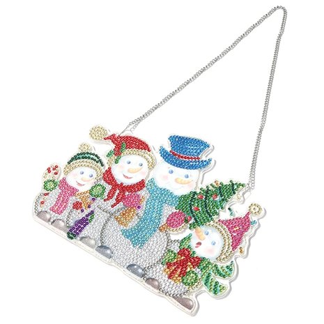 Diamond Painting Christmas Hanging Ornement 01 20cm (Bonhommes de neige)