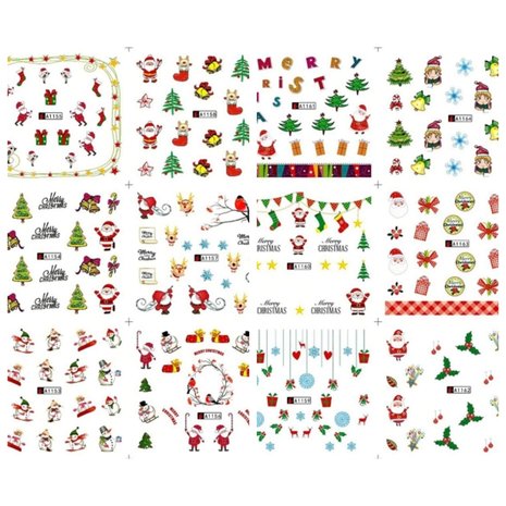 Set de Stickers Ongles Noël 02 (12 feuilles)
