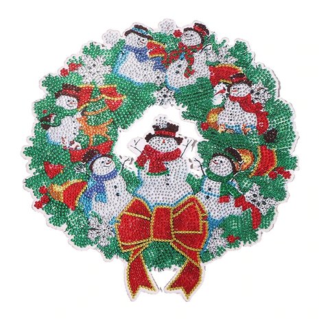 Diamond Painting Couronne de No&euml;l flexible 03 (Bonhomme de neige) (30cm)