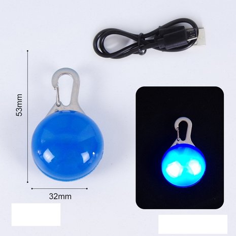 Ampoule Led avec clip pour collier de chien (Bleu) (Rechargeable par USB)