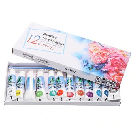 Peinture acrylique Set mini 12 couleurs avec pinceau (12 x 5ml)