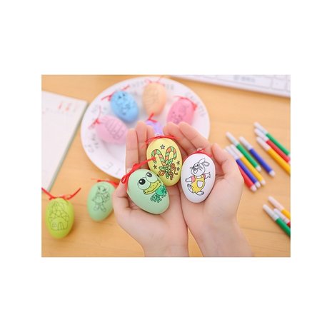 Set d'oeufs de Pâques avec des figurines à colorier (6 pièces) y compris des marqueurs