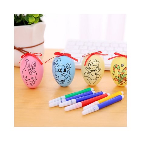 Set d'oeufs de Pâques avec des figurines à colorier (6 pièces) y compris des marqueurs