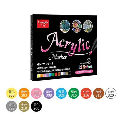 Set de marqueurs acryliques 12 couleurs