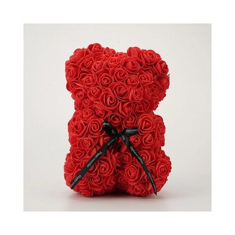 Roses de savon ours avec noeud Rouge 25cm avec boîte cadeau