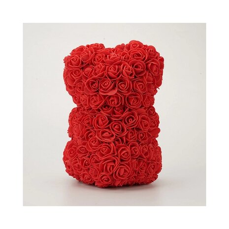 Roses de savon ours avec noeud Rouge 25cm avec boîte cadeau