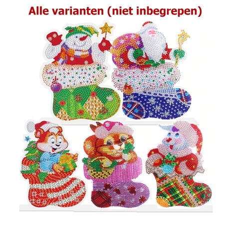 Diamant Peinture Debout Ornement de Noël Chaussette de Noël 02 (18cm)