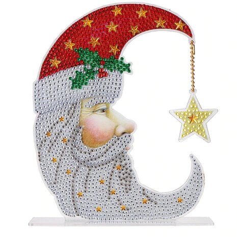 Diamant Peinture Debout Ornement de Noël Lune de Noël 01 (20cm)