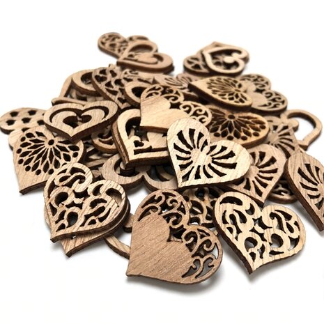 Assortiment de mini coeurs en bois à peindre/colorer soi-même (20 pièces/33mm)