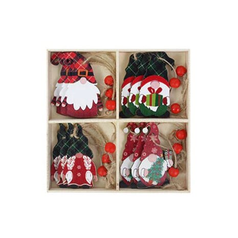 Pendentifs de Noël en bois Gnome - Gnome dans une boîte en bois (12 pièces)