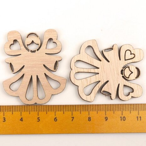 Mini pendentifs de Noël en bois Anges à peindre / colorier soi-même (10 pièces / 44mm)