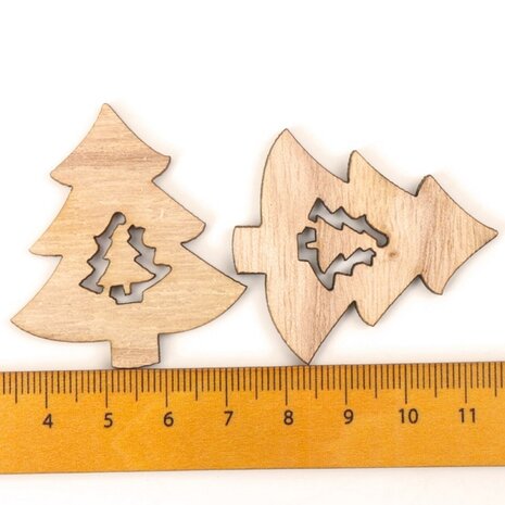 Mini cintres de Noël en bois Sapins de Noël à peindre / colorier soi-même (10 pièces / 44mm)