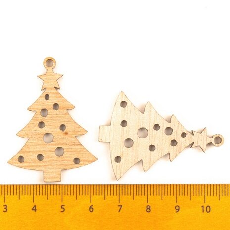 Mini cintres de Noël en bois Sapins de Noël à peindre / colorier soi-même (10 pièces / 44mm)