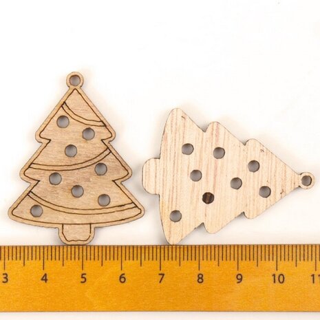 Mini cintres de Noël en bois Sapins de Noël à peindre / colorier soi-même (10 pièces / 44mm)