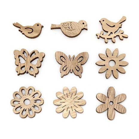 Assortiment de mini fleurs en bois à peindre/colorer soi-même (25 pièces/33mm)