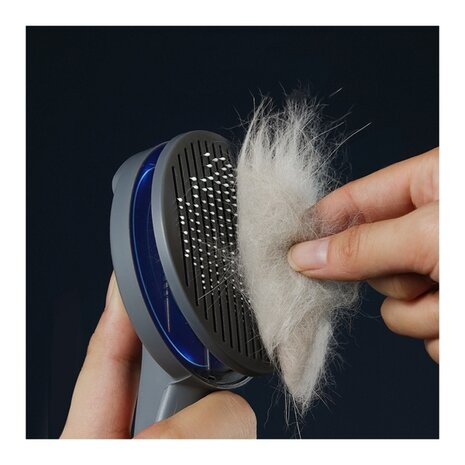 Brosse à poils d'animaux facile à nettoyer (gris)