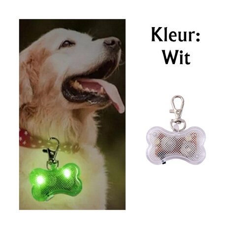 Os illuminé à led avec clip pour collier de chien (Blanc)