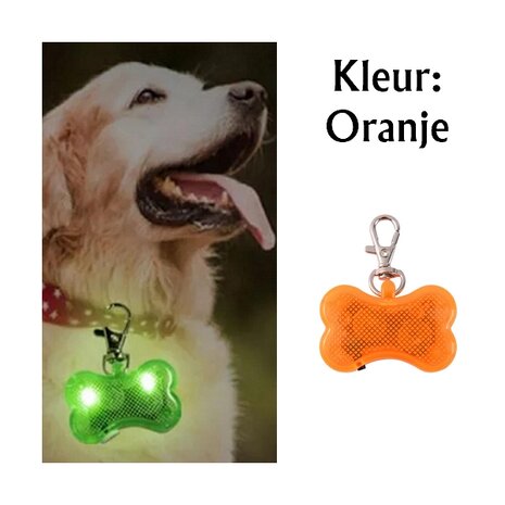 Os illuminé à led avec clip pour collier de chien (Orange)