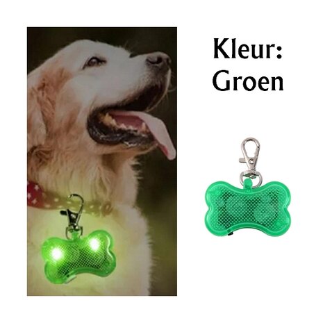 Os illuminé à led avec clip pour collier de chien (Vert)