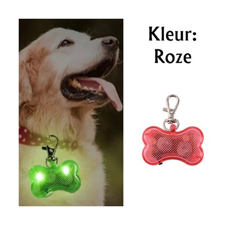 Os illuminé à led avec clip pour collier de chien (Rose)