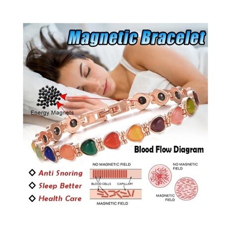 Bracelet Magnétique Acier (femme) Coeurs rose