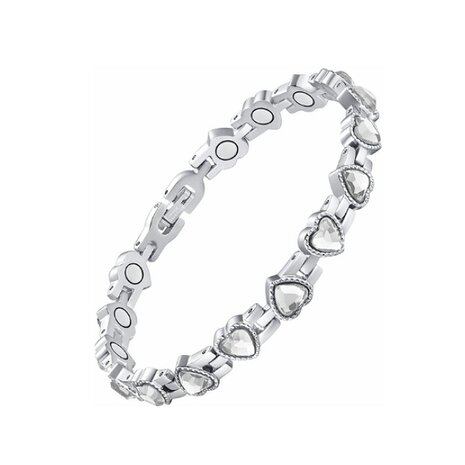 Bracelet Magnétique Acier (femme) Coeurs couleur argent