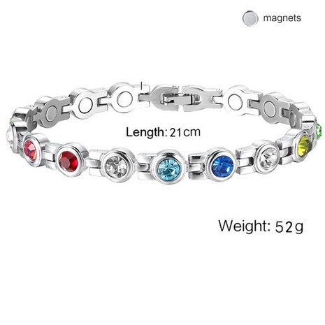 Bracelet Magnétique Acier (femme) Aggy 01 (Coloration Coloré-Argent)