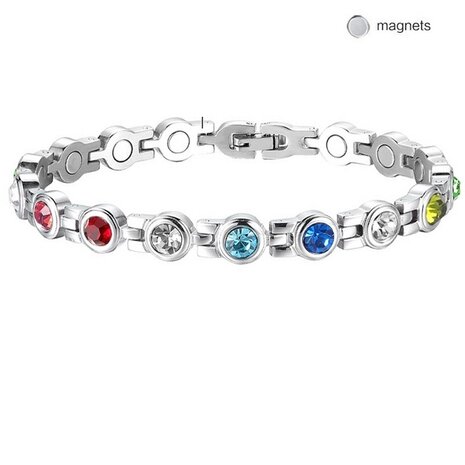 Bracelet Magnétique Acier (femme) Aggy 01 (Coloration Coloré-Argent)