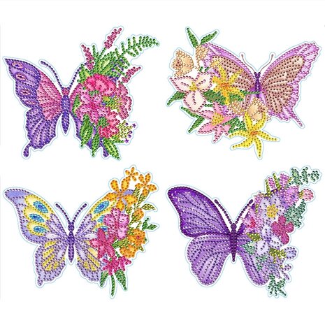 Autocollant Diamond Painting Large - Papillons 02 - 4 pièces (17cm)