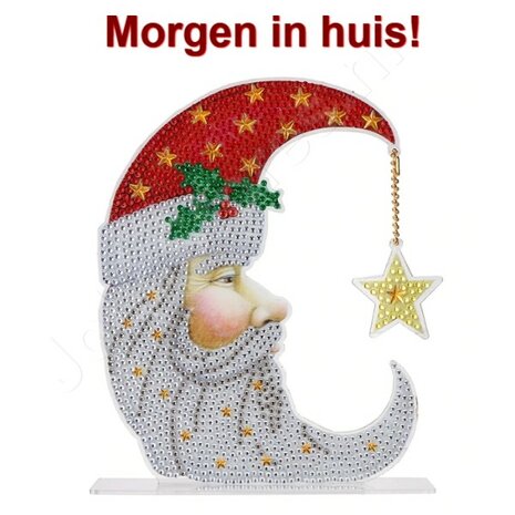 Diamond Painting Staand Kerst Ornament Kerstmaan 01 (20cm)