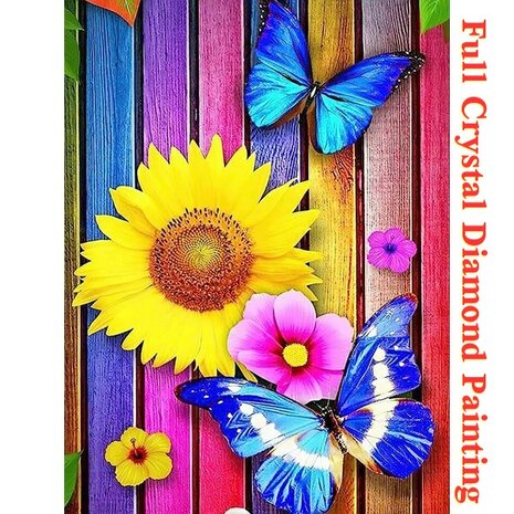 Crystal Diamond Painting Vlinders en bloemen 02