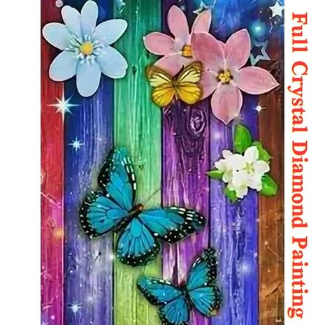 Crystal Diamond Painting Vlinders en bloemen 05