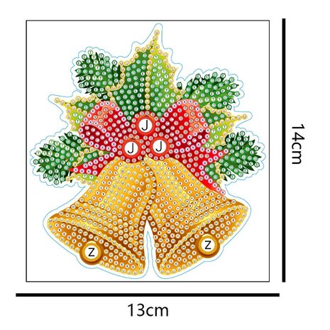 Diamond Painting Autocollant de Noël grand Cloches de Noël 01 (14cm)