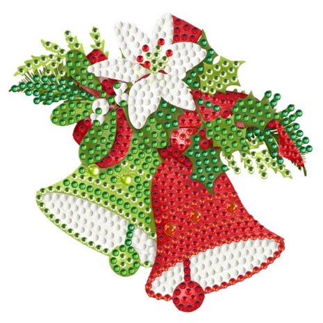 Diamond Painting Kerst sticker groot Kerstbellen 02 (13cm)