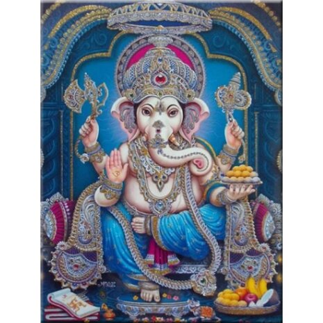 Diamond Painting Indian Buddha Ganesh Blauw