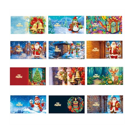 Diamond Painting Cartes de Noël Ensemble 09 (12 pièces)