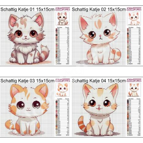 Diamond Painting Modèles Ensemble de Mignons Chatons 01 15x15cm (4 pièces)