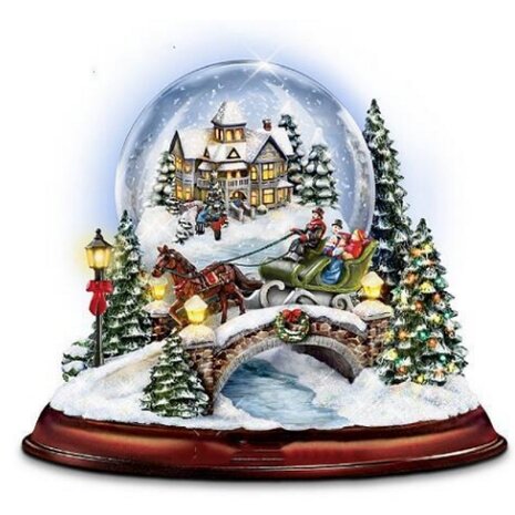 Diamond Painting Kerst - Snowglobe Paard en wagen