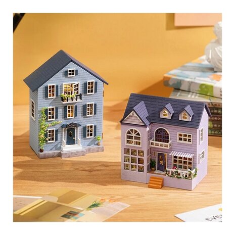 Maisons miniatures DIY lot de 2 (bleu + violet)