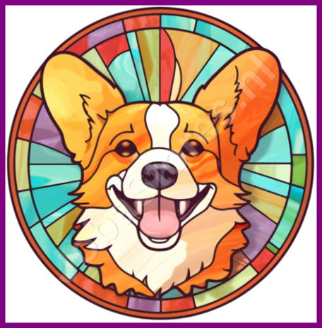 Diamond Painting Glas in lood Hond - Corgi