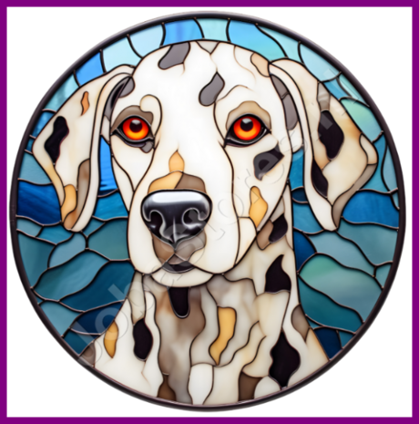 Diamond Painting Glas in lood Hond - Dalmatiër