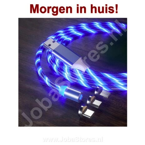 Câble USB magnétique avec éclairage et 3 fiches (bleu)