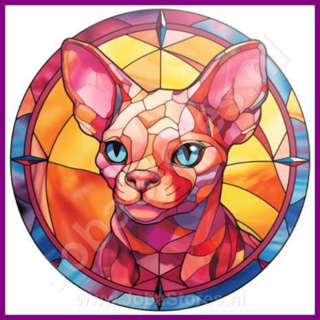 Diamond Painting Glas in lood Kat - Sphynx