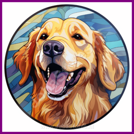 Diamond Painting Glas in lood Hond - Golden Retriever