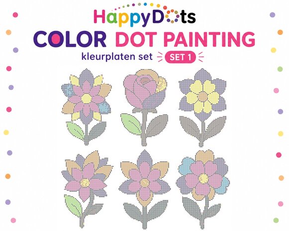 Ensemble de coloriages HappyDots Color Dot Painting Fleurs