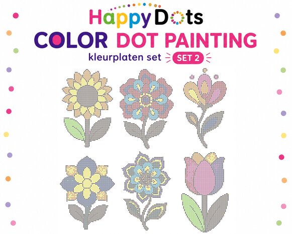 Ensemble de coloriages HappyDots Color Dot Painting Fleurs
