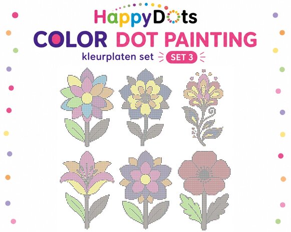 Ensemble de coloriages HappyDots Color Dot Painting Fleurs